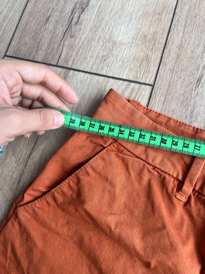 Kadın Kiremit Keten Bermuda Şort - Görsel 4