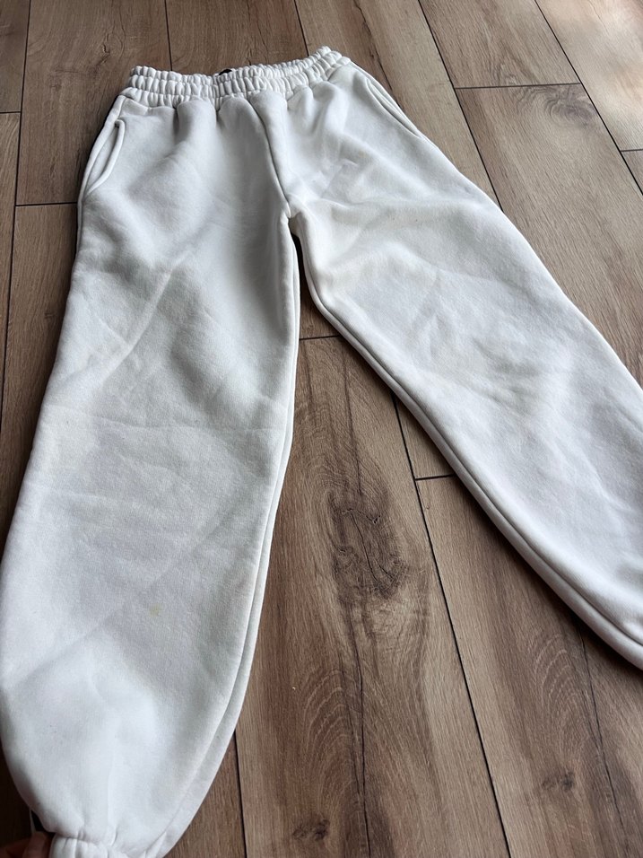 Siyah Şeritli Beyaz Rahat erkek Eşofman Altı - Görsel 2