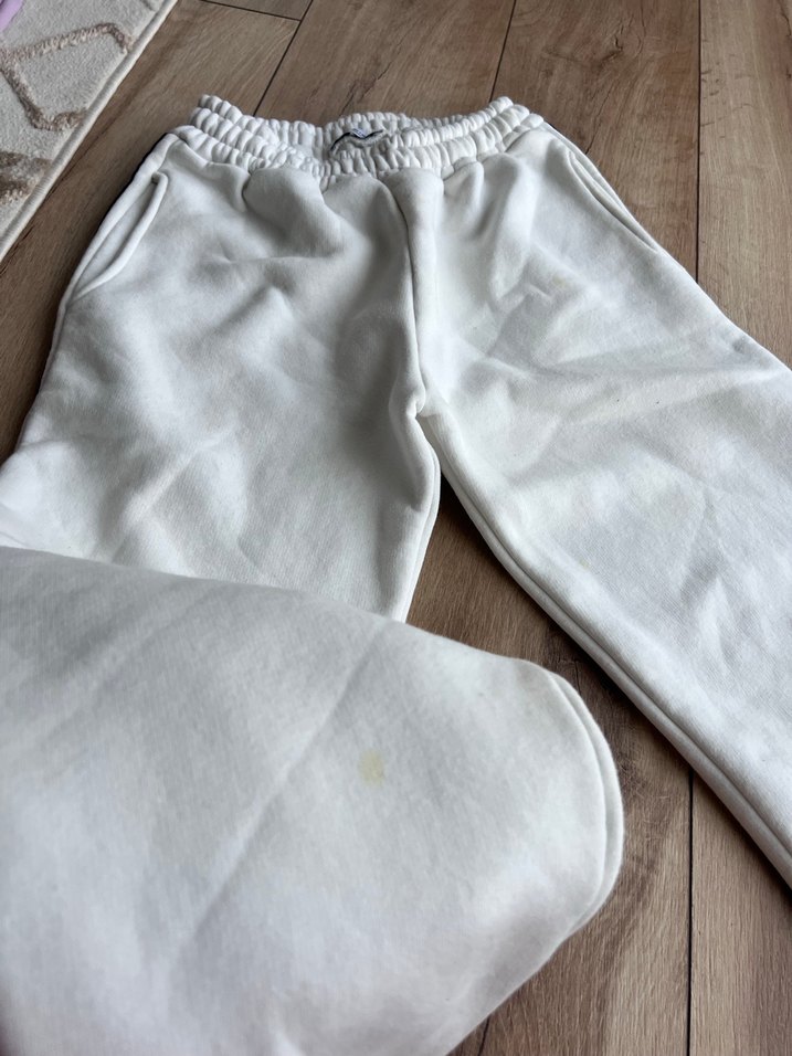 Siyah Şeritli Beyaz Rahat erkek Eşofman Altı - Görsel 5