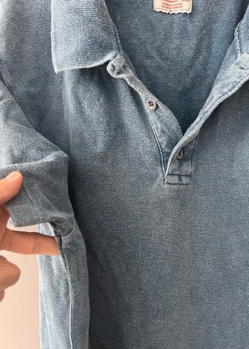 Mavi Denim Düğmeli Erkek Polo Tişört - Görsel 3