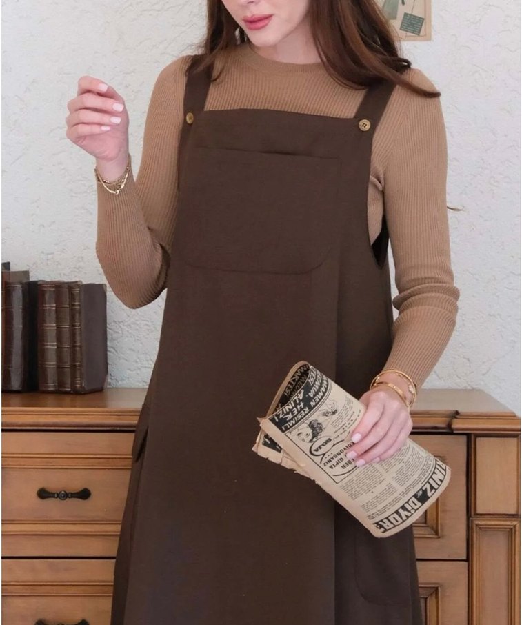 Kahverengi salopet - Görsel 3