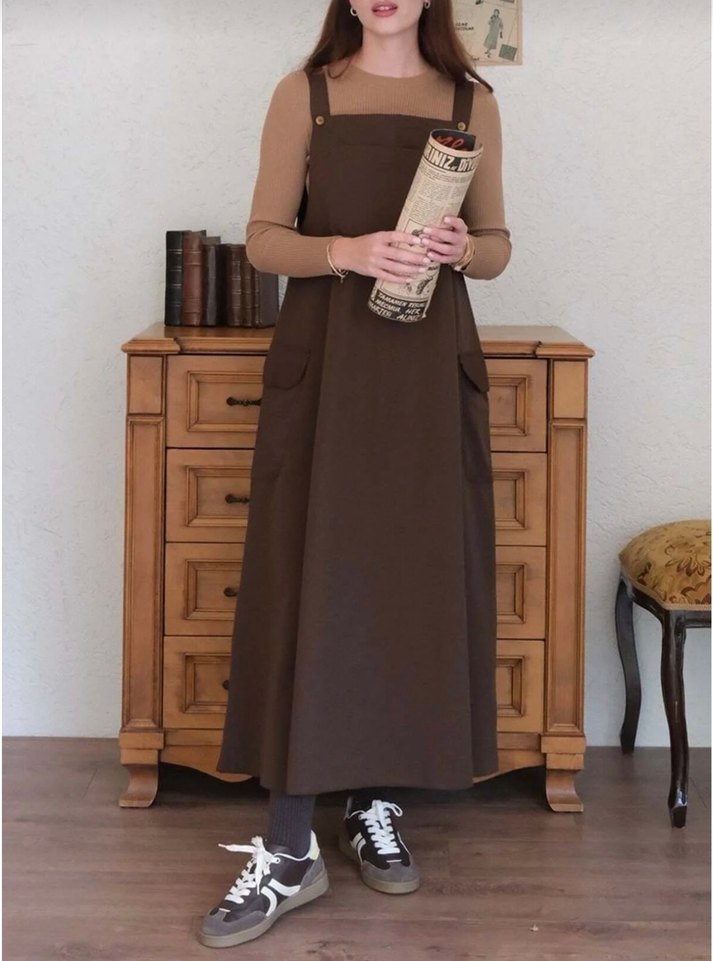 Kahverengi salopet - Görsel 2