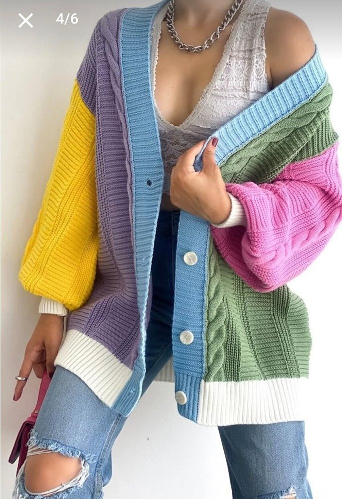 Renkli Örgü Hırka - Görsel 2