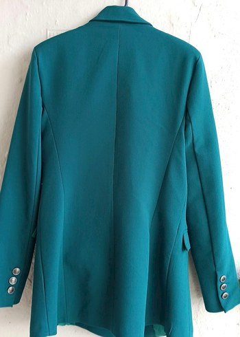 Düğmeli Turkuaz Kadın Blazer Ceket takım - Görsel 4