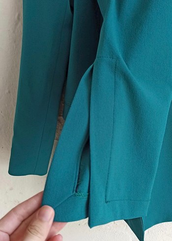 Düğmeli Turkuaz Kadın Blazer Ceket takım - Görsel 2