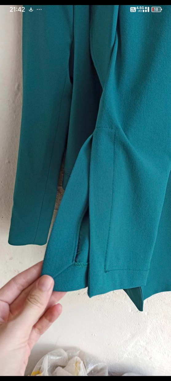 Düğmeli Turkuaz Kadın Blazer Ceket takım - Görsel 2