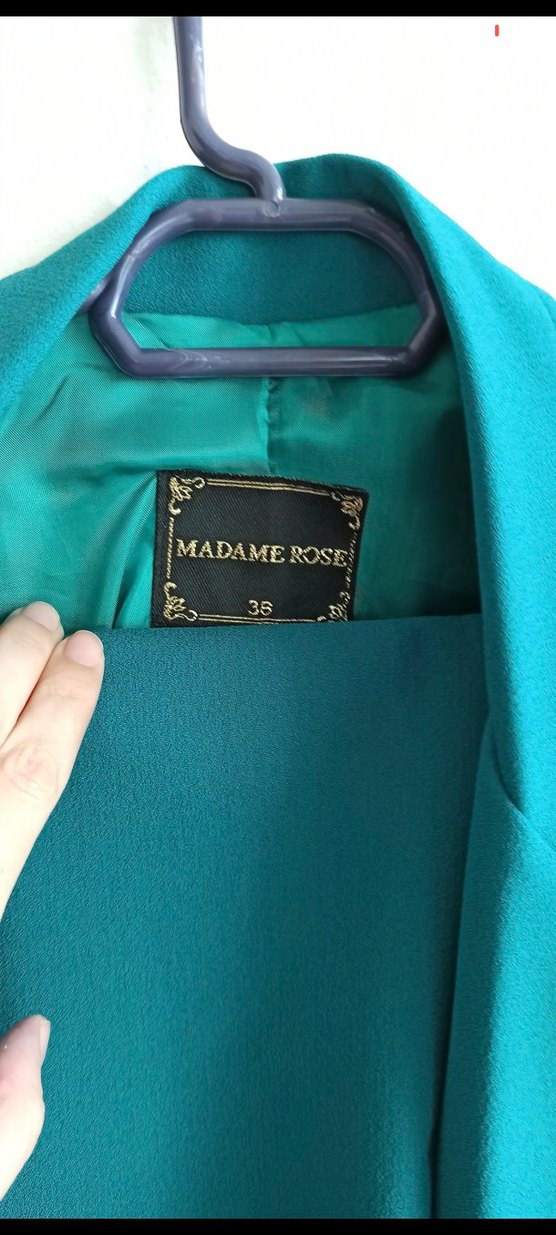 Düğmeli Turkuaz Kadın Blazer Ceket takım - Görsel 3