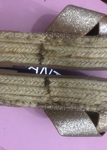 Kadın Altın Simli Dolgu Topuklu Espadril - Görsel 4