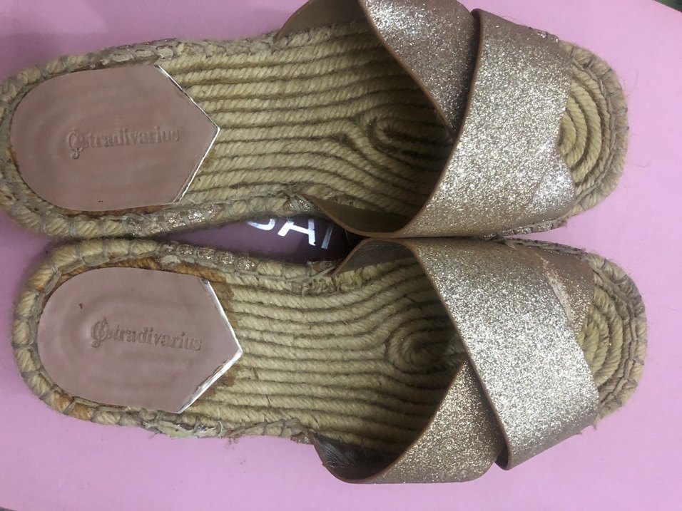 Kadın Altın Simli Dolgu Topuklu Espadril - Görsel 3