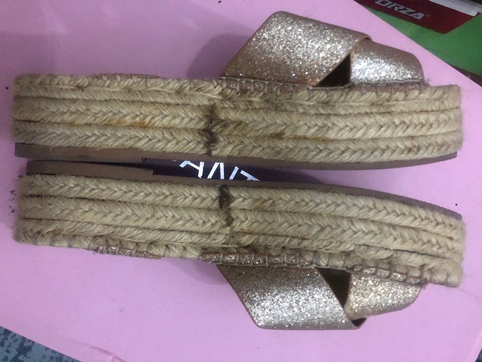 Kadın Altın Simli Dolgu Topuklu Espadril - Görsel 4