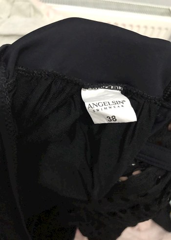 Dantel Detaylı Siyah Göğüs Bantlı Mayo - Görsel 6