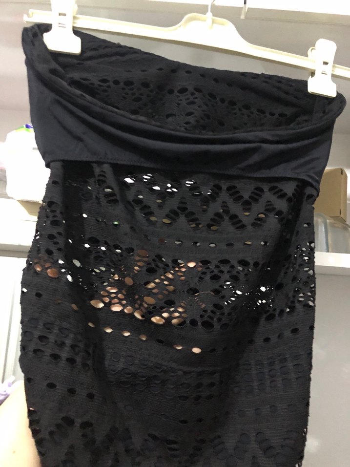 Dantel Detaylı Siyah Göğüs Bantlı Mayo - Görsel 5