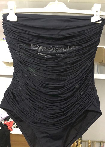 Drapeli Siyah Gotik Kadın Mayo - Görsel 2