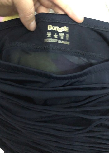 Drapeli Siyah Gotik Kadın Mayo - Görsel 6