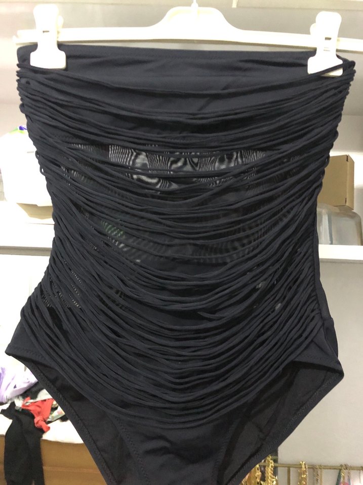 Drapeli Siyah Gotik Kadın Mayo - Görsel 2