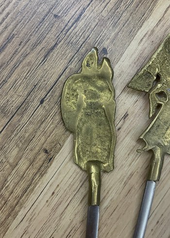 Antika paslanmaz pirinc barbuke seti - Görsel 3