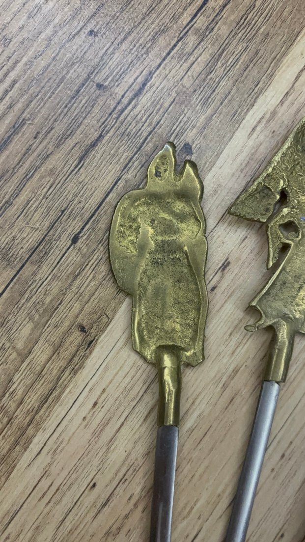 Antika paslanmaz pirinc barbuke seti - Görsel 3