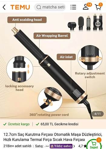 Diğer 12.7cm Otomatik Saç Kurutma Fırçası ve Maşa