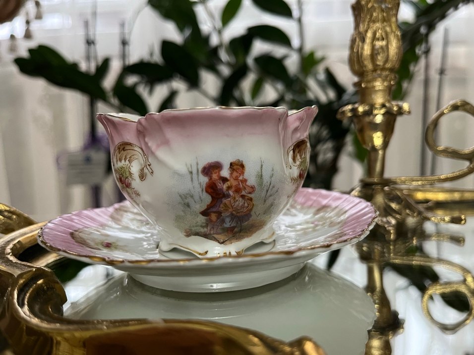 Pembe ve Altın Detaylı Porselen Tabak - Görsel 5