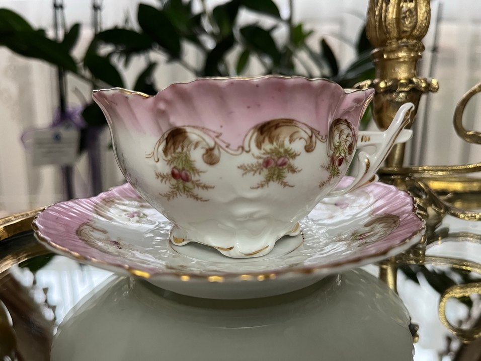 Pembe ve Altın Detaylı Porselen Tabak - Görsel 4