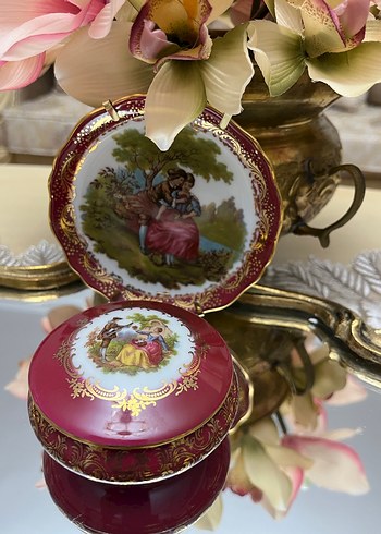 Bordo Nakışlı Klasik Dekoratif Tabak - Görsel 3