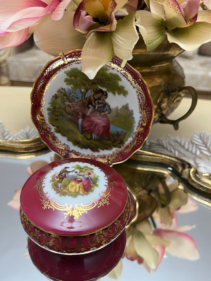 Bordo Nakışlı Klasik Dekoratif Tabak - Görsel 3