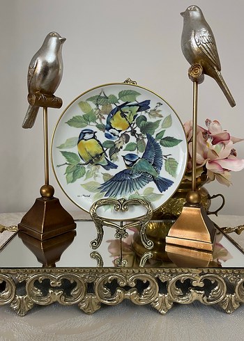 Altın Renkli Kuş Figürlü Dekoratif Duvar Tabağı - Görsel 2