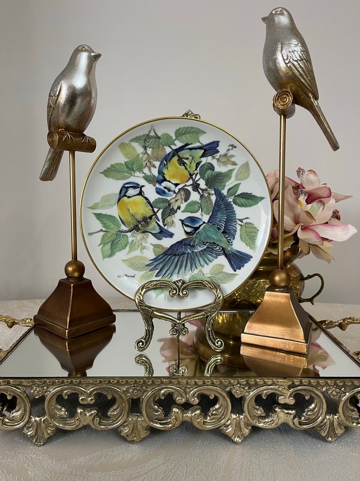 Altın Renkli Kuş Figürlü Dekoratif Duvar Tabağı - Görsel 2