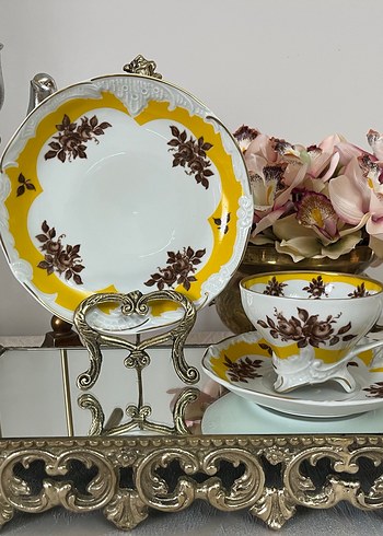 Sarı Çiçek Desenli Porselen Fincan Takımı - Görsel 2