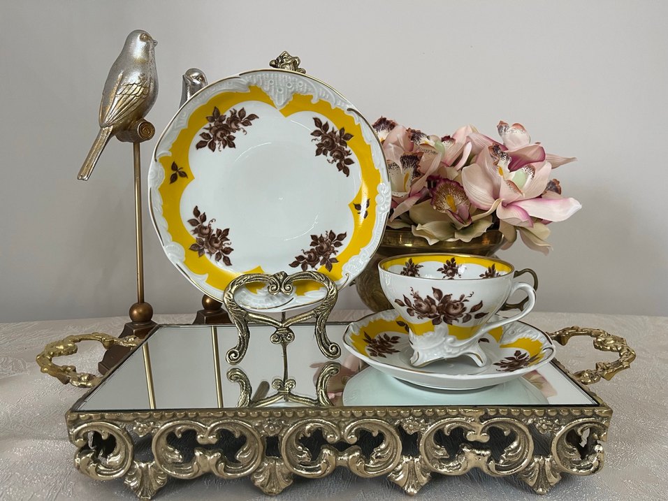 Sarı Çiçek Desenli Porselen Fincan Takımı - Görsel 2