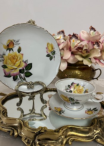 Sarı Gül Desenli Porselen Çay Fincanı Seti - Görsel 2