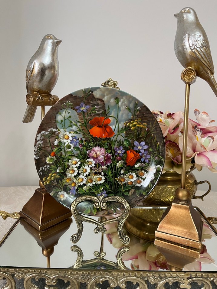 Çiçek Desenli Çok Renkli Duvar Tabağı - Görsel 2