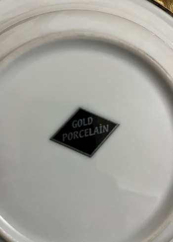 Altın Detaylı Turuncu Çiçekli Porselen Tabak - Görsel 3