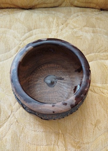 Koyu Kahverengi Ahşap İşlemeli antika süs eşyası - Görsel 5