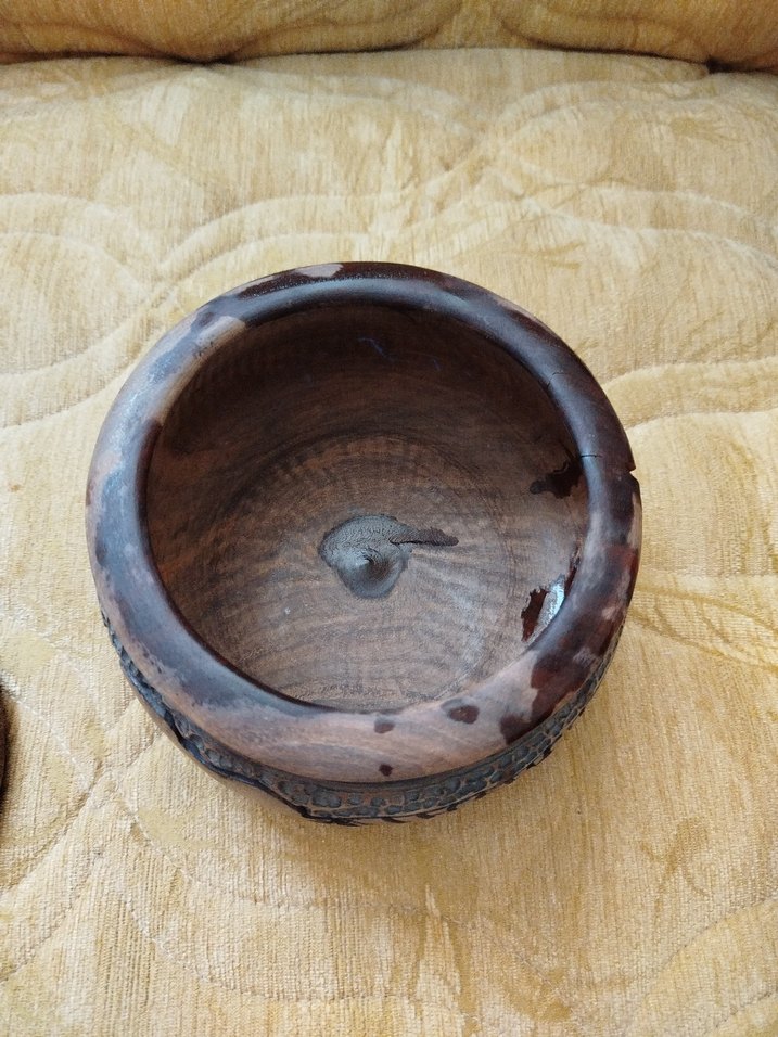 Koyu Kahverengi Ahşap İşlemeli antika süs eşyası - Görsel 5