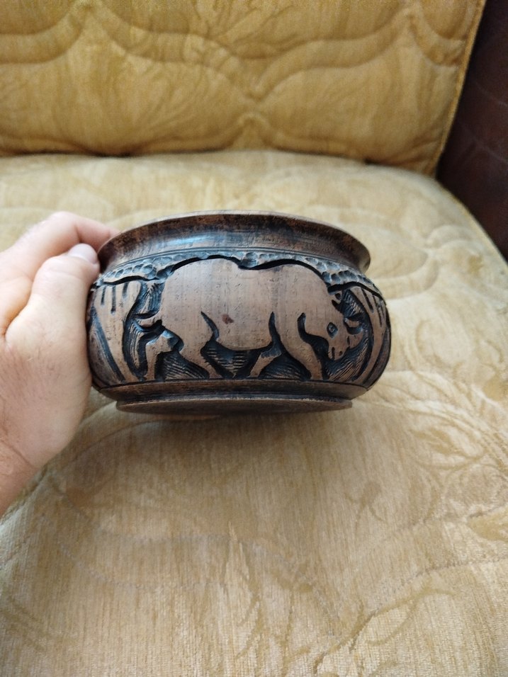 Koyu Kahverengi Ahşap İşlemeli antika süs eşyası - Görsel 3