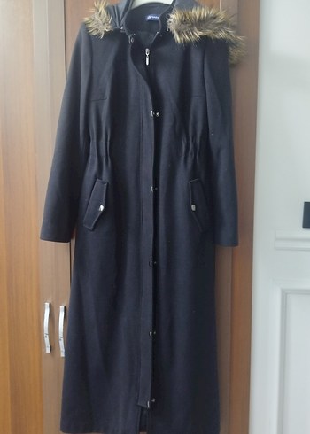 Kadın siyah Uzun Düğmeli Kaban - Görsel 4