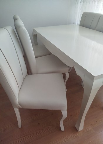 kırık beyaz yemek masası - Görsel 5