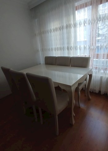 kırık beyaz yemek masası - Görsel 7