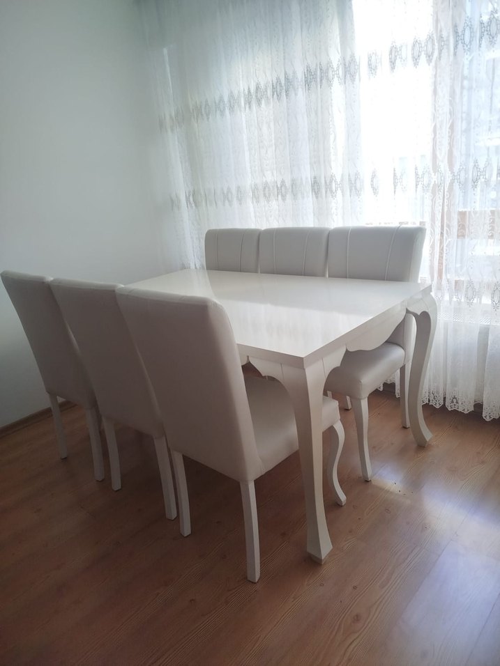 kırık beyaz yemek masası - Görsel 3