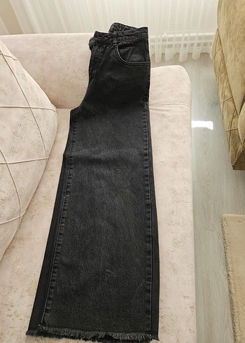 Siyah wide leg geniş paça uzun jean pantolon