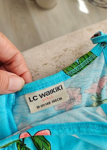 LC Waikiki Turkuaz Çiçek Desenli Bohem Uzun Elbise