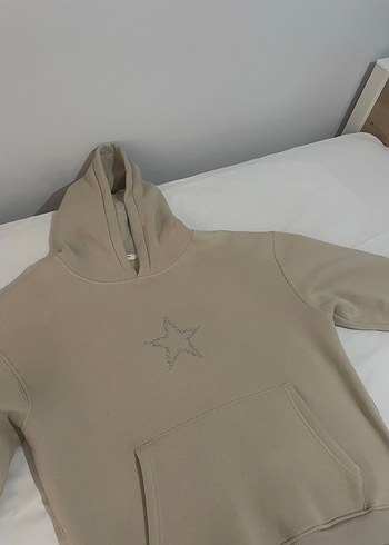 Trendiz Bej Basic Sweatshirt Kapüşonlu - Görsel 2