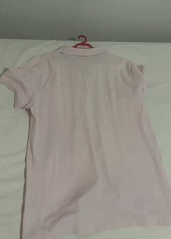 Düğmeli toz pembe Kısa Kollu Polo Tişört - Görsel 5