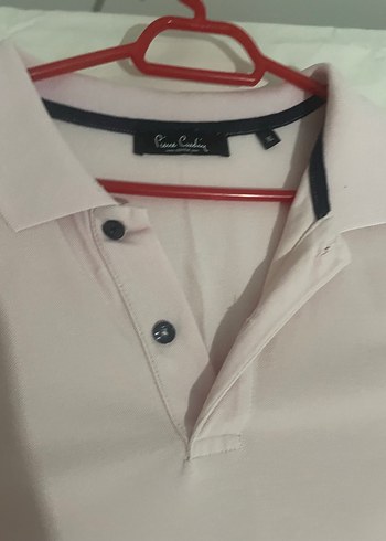 Düğmeli toz pembe Kısa Kollu Polo Tişört - Görsel 3