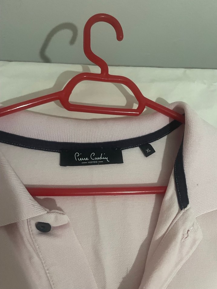 Düğmeli toz pembe Kısa Kollu Polo Tişört - Görsel 2