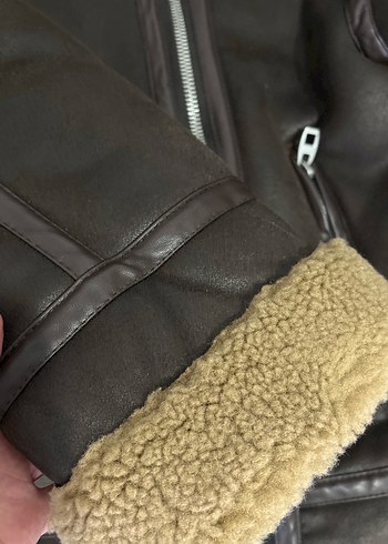 Kahverengi Kürklü Deri Kadın Ceket - Görsel 8