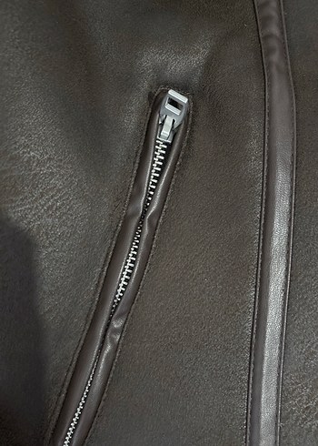 Kahverengi Kürklü Deri Kadın Ceket - Görsel 7