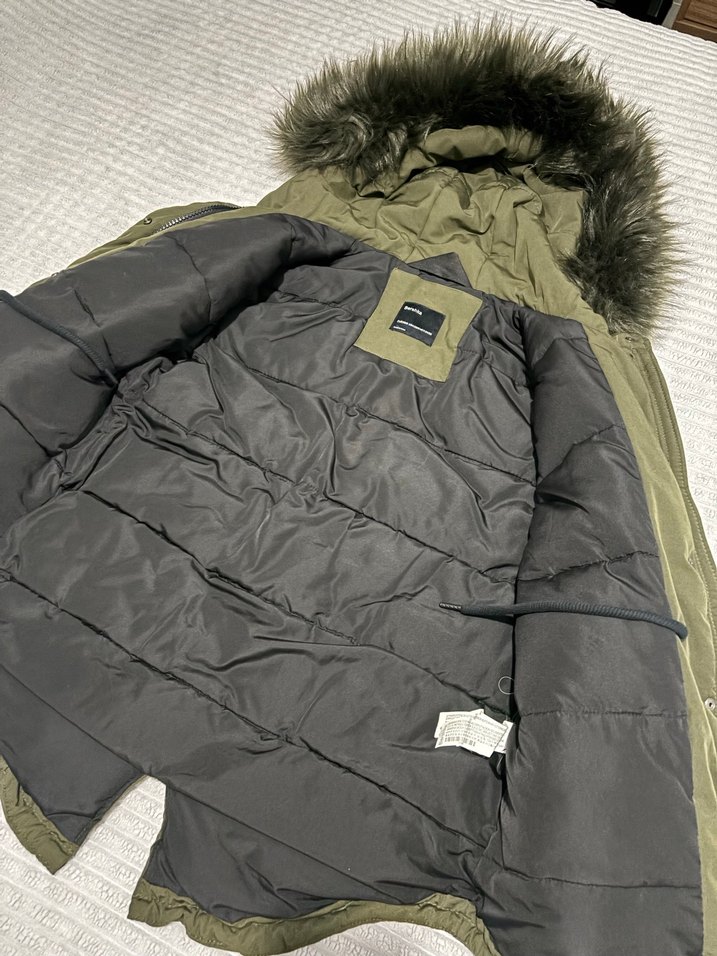 Kadın yeşil Kışlık Kürklü Kapüşonlu Mont - Görsel 3