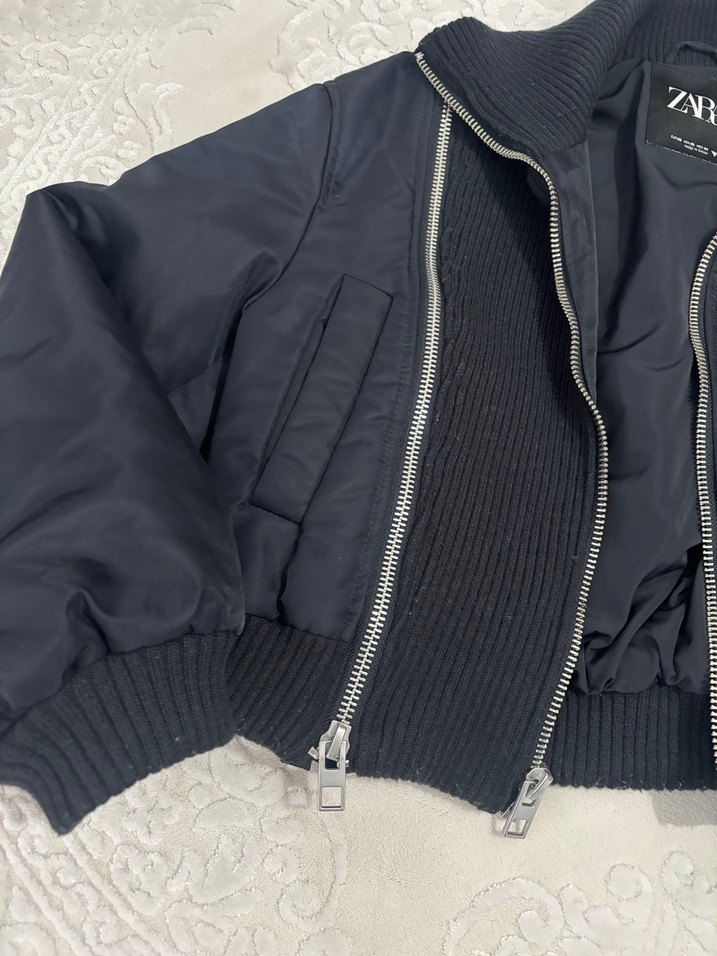 Zara lacivert Fermuarlı Ceket - Görsel 3